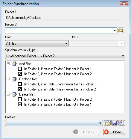 File Menu Tools File Synchronize