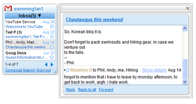Gmail Gadget for Google Desktop