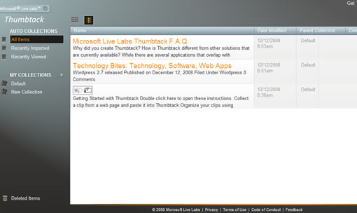 Thumbtack bookmarking app from live labs microsoft