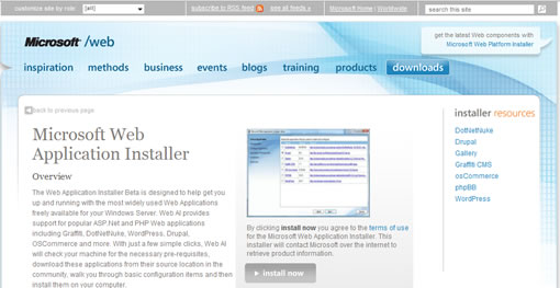 Microsoft Web Application installer Beta