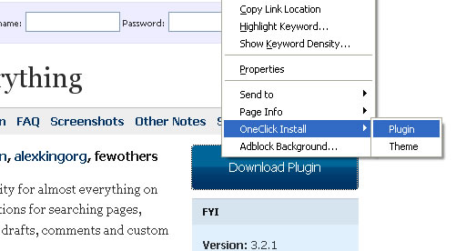 oneclick firefox extension