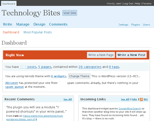 Wordpress 2.5 Upgrade