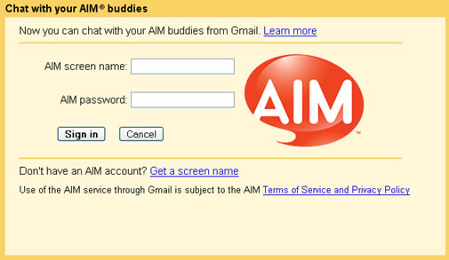 AIM chat in gmail