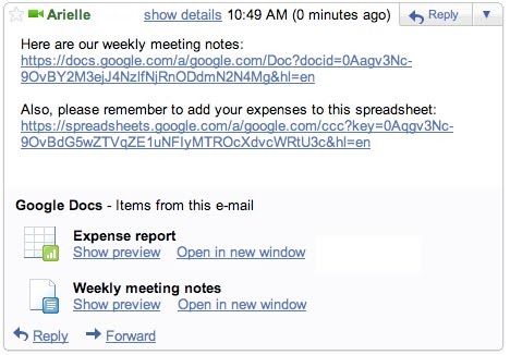 Google Docs Preview in Gmail