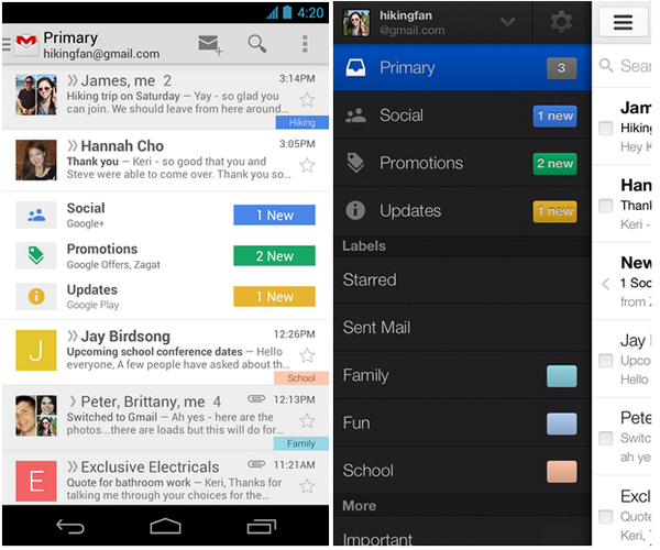 Gmail for Android Updated to v4.5