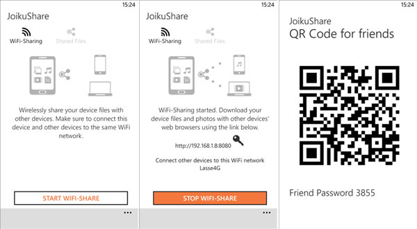 JoikuShare Share Files between Windows Phones