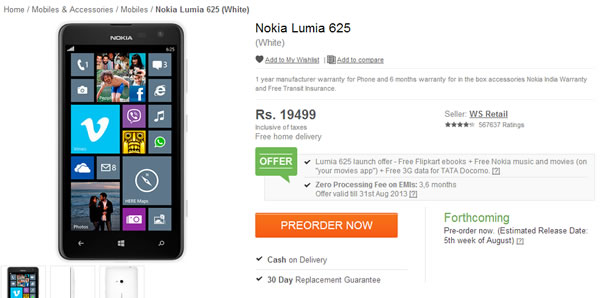 Nokia Lumia 625 is up for pre-order