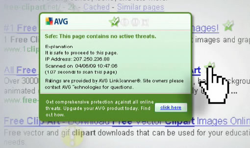 AVG LinkScanner for real-time web page scanning