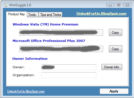 Recover Windows 7/XP/Vista and MS Office 2007 product keys