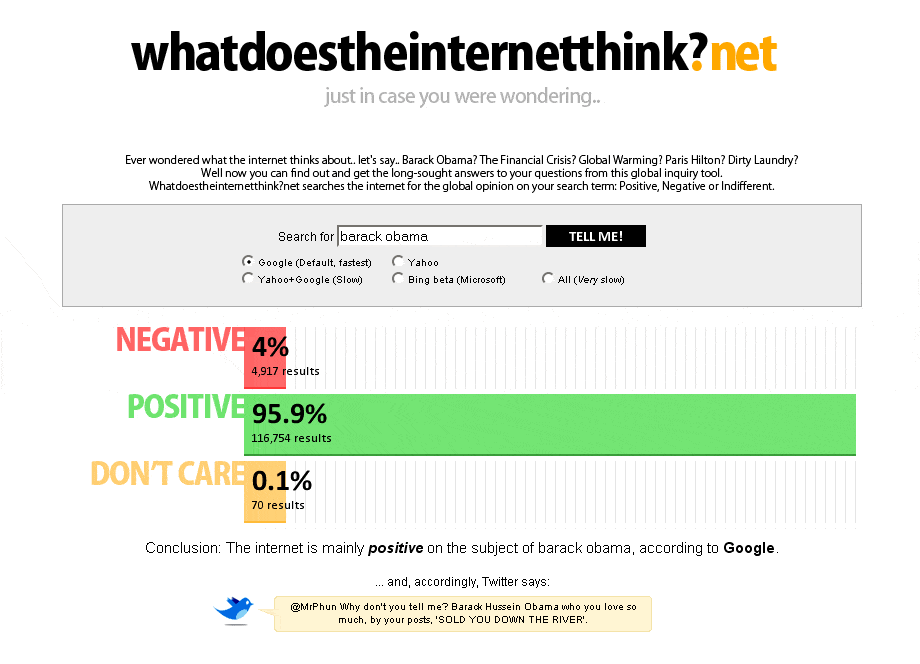 What Does the Internet Think about?