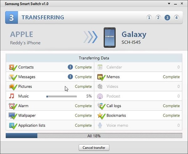 Transferring data from iPhone to Galaxy s4