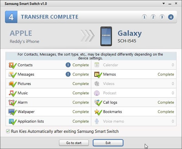 iPhone to Galaxy S4 easy data transfer