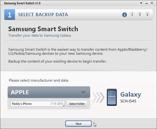 iPhone to Samsung Galaxy S4 Data Transfer