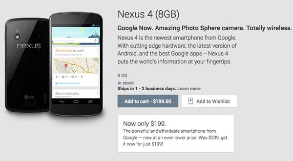 Nexus 4 Price Dropped $100