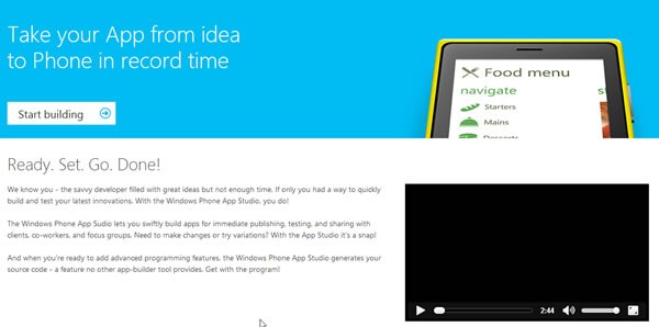 Windows phone app studio announced