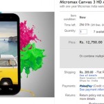 Micromax Canvas HD A116i available online for Rs.12,999
